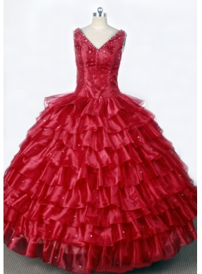 Luxurious Little Girl Pageant DressWith Ruffled Layers and Beading