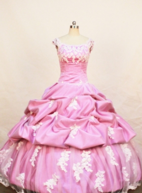 Rose Pink Little Girl Pageant DressWith Appliques Pick-ups and Scoop
