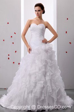 A-line Sweet Ruffles Wedding Dress With Ruched Bodice In 2013
