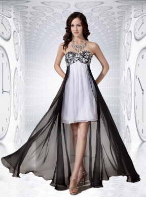 Amazing Black and White Chiffon Empire Prom Dress for