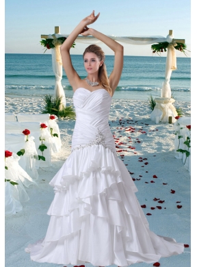 Mermaid Beading Wedding Dress with Court Train for