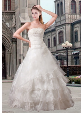 Fashionable A Line Strapless Wedding Dress for 2014