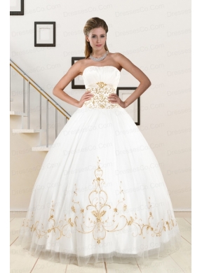 Spring Modest Beading Quinceanera Dress in White