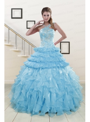 Baby Blue Quinceanera Dress with Beading