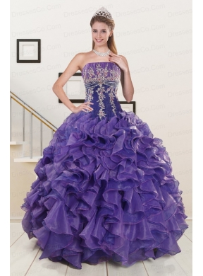 Prefect Purple Quinceanera Dress with Embroidery and Ruffles