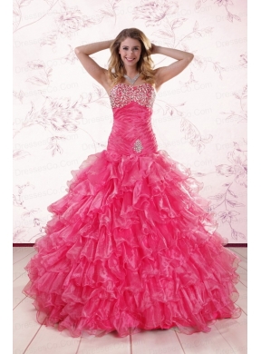 Top Seller Hot Pink Quinceanera Dress with Ruffles
