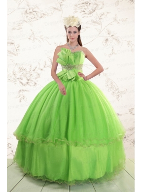 Spring Green Cheap Quinceanera Dress with Beading and Bowknot