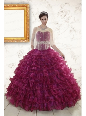 Classic Burgundy Quinceanera Dress with Beading and Ruffles