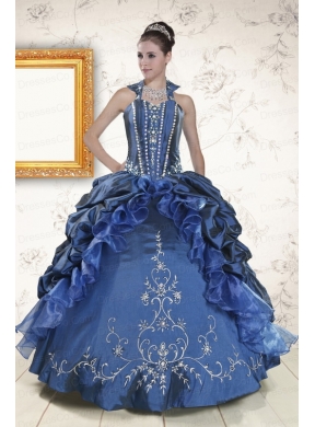Cheap Navy Blue Quinceanera Dress with Beading