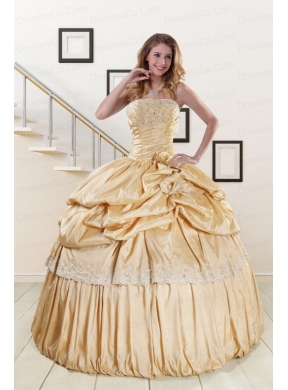 Classic Champagne Quinceanera Dress with Appliques