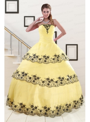 Colorful Quinceanera Dress with Appliques and Ruffled Layers