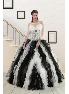 Colorful Quinceanera Dress with Zebra and Ruffles
