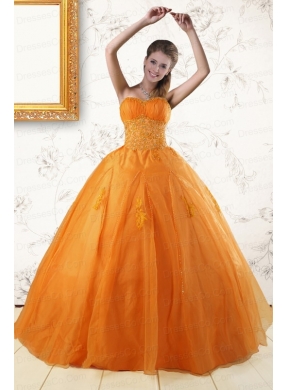 Elegant Orange Quinceanera Dress with Appliques