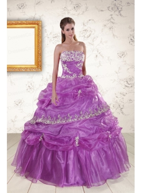 Elegant Strapless Lilac Quinceanera Dress with Appliques