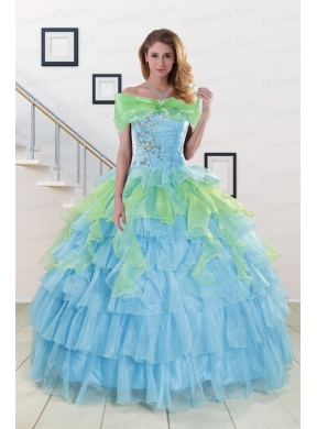 Classic Beading Strapless Multi Color Quinceanera Dress for