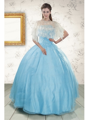 Latest Baby Blue Strapless Quinceanera Dress with Beading