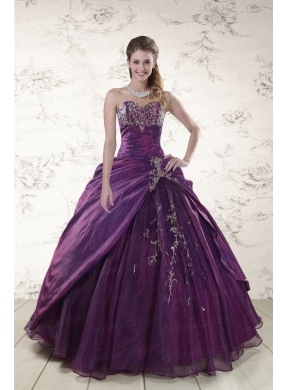 Latest Purple Appliques Quinceanera Dresses