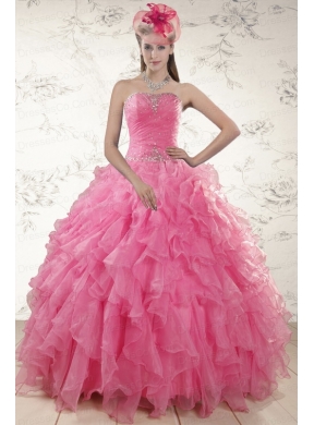 Pretty Ball Gown Organza Quinceanera Dress with Beading and Ruffles