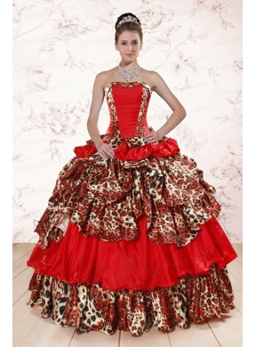 Print Leopard Multi-color Quinceanera Dress with Strapless