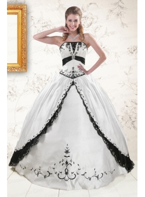 Unique Embroidery Quinceanera Dress in White and Black