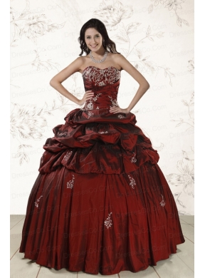 Appliques Wine Red Unique Quinceanera Dress with Lace Up