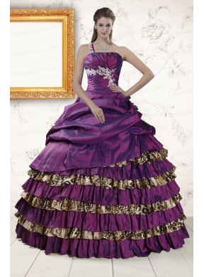 Unique One Shoulder Quinceanera Dress with Beading and Leopard