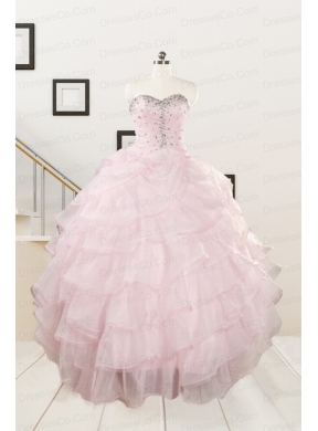 Cute Baby Pink Quinceanera Dress with Beading and Ruffles
