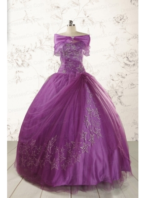 Formal Appliques Purple Quinceanera Dresses