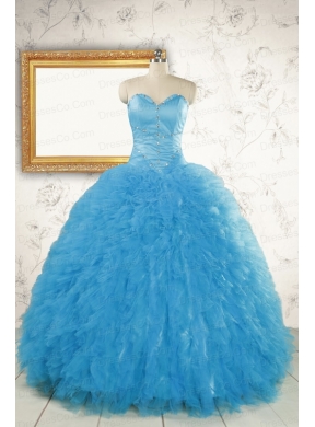 Most Popular Baby Blue Quinceanera Dress with Beading
