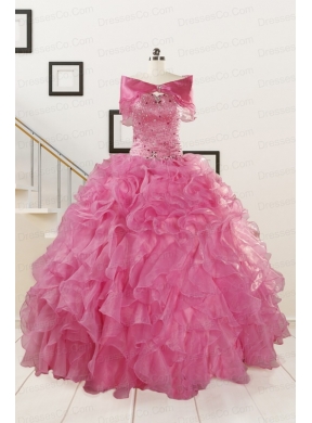 Puffy Pink Quinceanera Dress with Beading