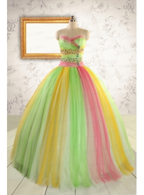 Elegant Sweet Sixteen Dress in Multi Color for