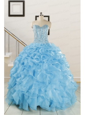 Luxurious Beading Blue Quinceanera Dress