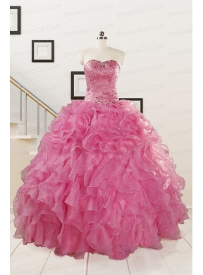 Pink Pretty Quinceanera Dress with Ruffles