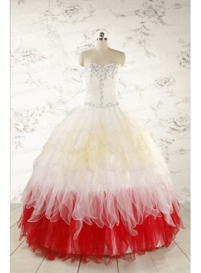 Unique Multi Color Ruffled Quinceanera Dresswth Beading