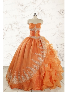 Cheap Appliques Quinceanera Dress in Orange