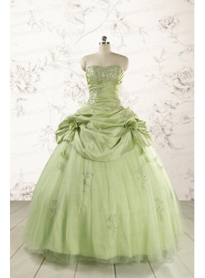 Beading Quinceanera Dress in Yellow Green