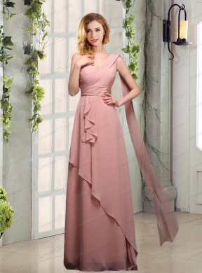One Shoulder Empire Bridesmaid Dress with Ruching