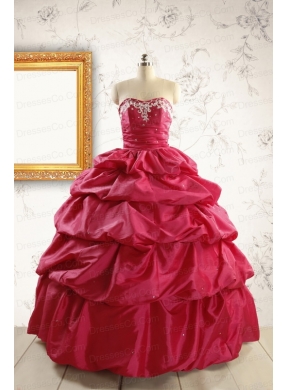 Appliques Hot Pink Quinceanera Dress with Lace Up