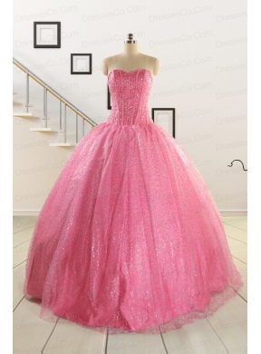 Simple Sequins Quinceanera Dress in Rose Pink For