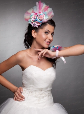 Beautiful Tulle Hand Made Flowers Colorful Headpieces and Wrist