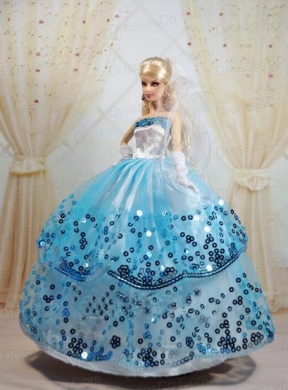 Sequin Decorate And Ball Gown Dress For Quinceanera Doll