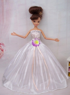 Hand Made Flower Ball Gown Quinceanera Doll Dress
