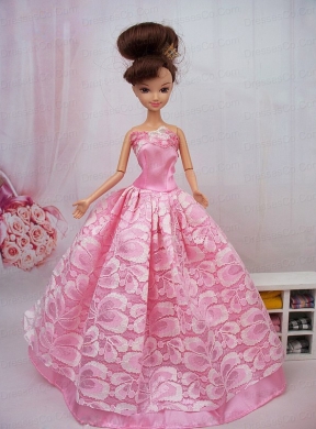Popular Ball Gown Pink Quinceanera Doll Dress
