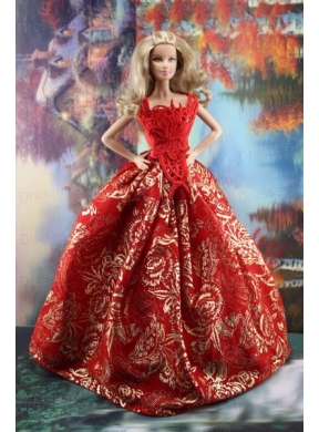 Luxurious Red Gown With Embroidery Made To Fit The Quinceanera Dress