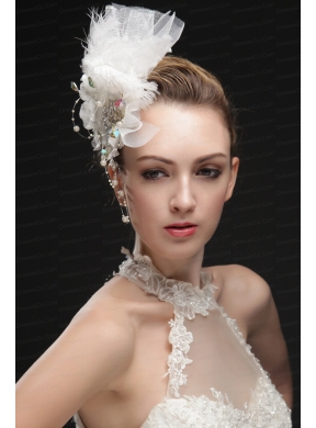Noble Feather Imitation Pearls Fascinators With Colorful Rhinestones