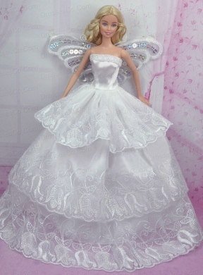 Romantic Wedding Dress With Embroidery Made To Fit The Quinceanera Doll