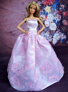 Simple Lilac Princess Embroidery Quinceanera Doll Dress