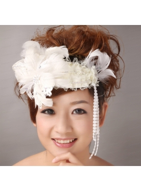 White Feather Wedding and Special Occasion Lace Fascinators