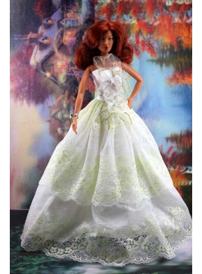 Lace And Hand Made Flowers To A-line Quinceanera Doll Dress