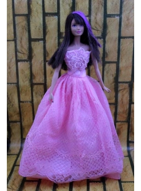 Lavender Party Dress For Quinceanera Doll Dress With Embroidery